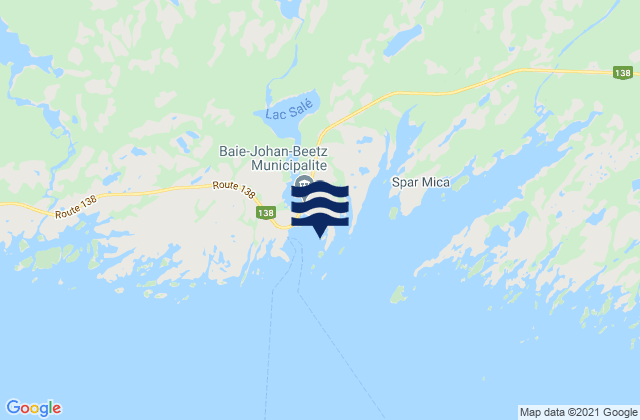 Mappa delle maree di Baie Johan-Beetz, Canada