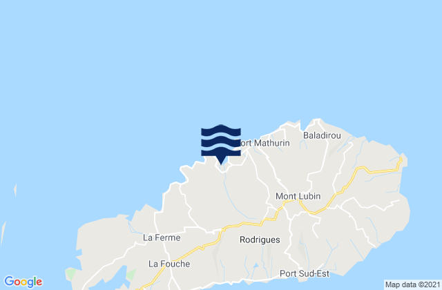 Mappa delle maree di Baie aux Huîtres, Mauritius
