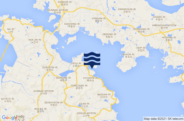 Mappa delle maree di Baikpachin, South Korea