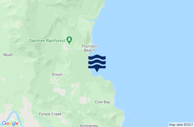 Mappa delle maree di Bailay Creek, Australia