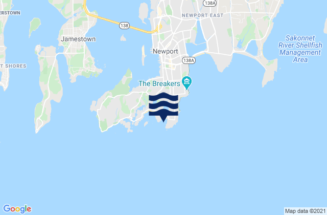 Mappa delle maree di Baileys Beach, United States