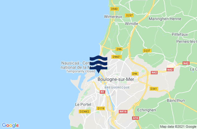Mappa delle maree di Baincthun, France