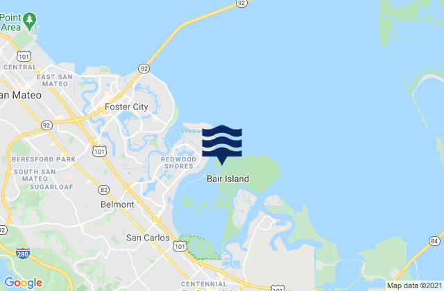 Mappa delle maree di Bair Island, United States