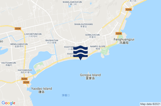 Mappa delle maree di Baishatan, China