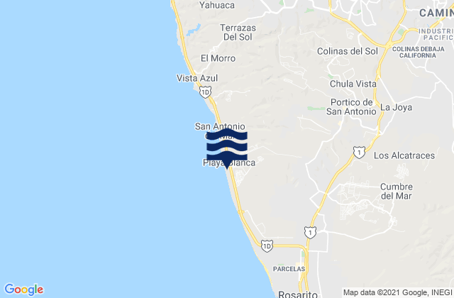 Mappa delle maree di Baja Malibu, Mexico