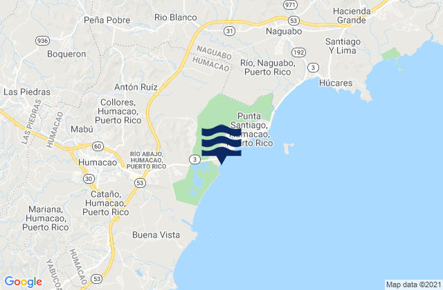 Mappa delle maree di Bajandas, Puerto Rico