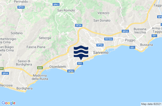 Mappa delle maree di Bajardo, Italy