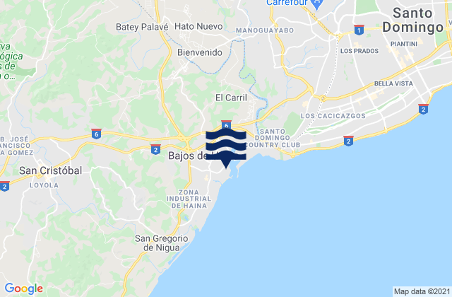 Mappa delle maree di Bajos de Haina, Dominican Republic
