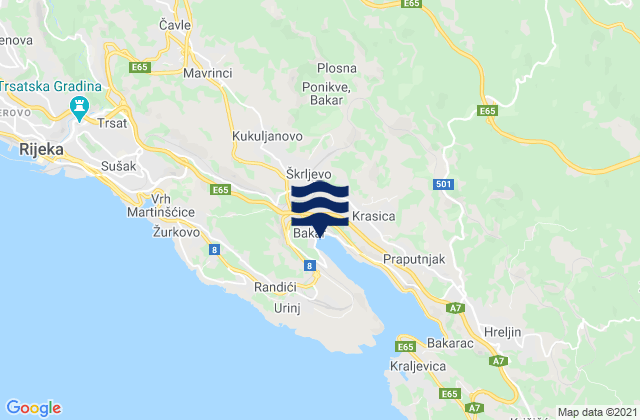 Mappa delle maree di Bakar, Croatia