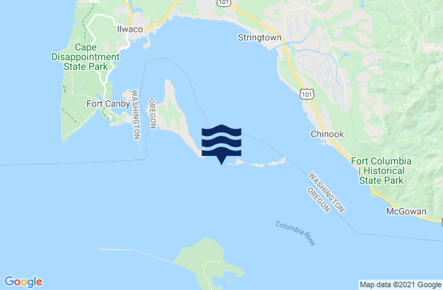 Mappa delle maree di Baker Bay entrance E of Sand Island Tower, United States
