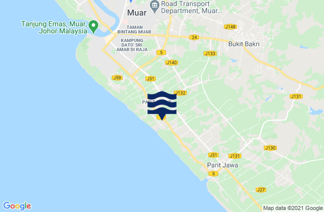 Mappa delle maree di Bakri, Malaysia