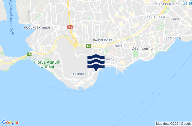 Mappa delle maree di Bakırköy, Turkey