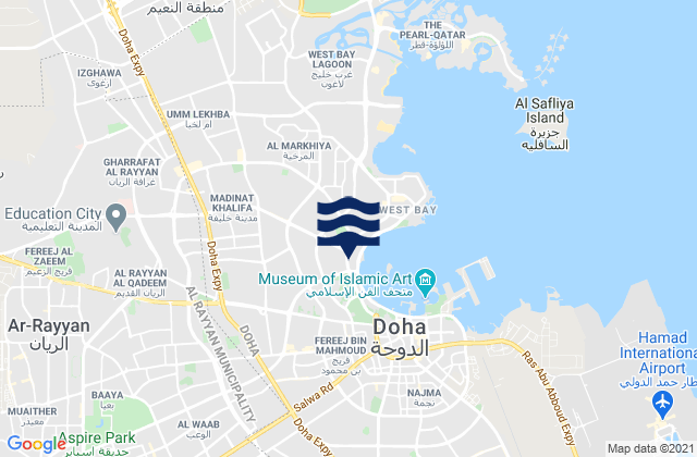 Mappa delle maree di Baladīyat ad Dawḩah, Qatar