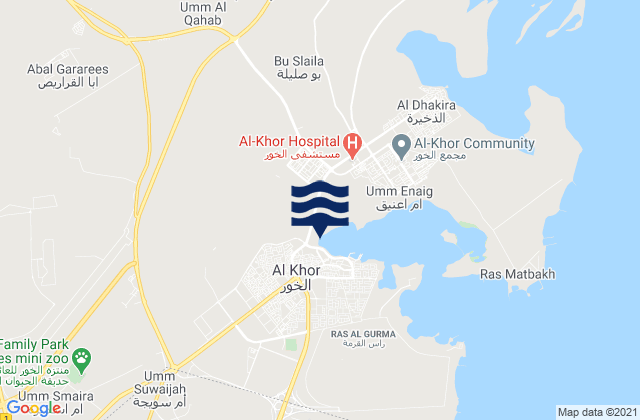 Mappa delle maree di Baladīyat al Khawr wa adh Dhakhīrah, Qatar