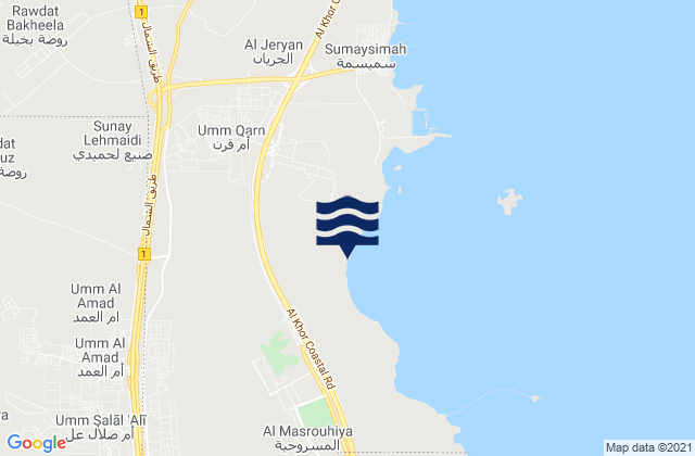 Mappa delle maree di Baladīyat az̧ Z̧a‘āyin, Qatar