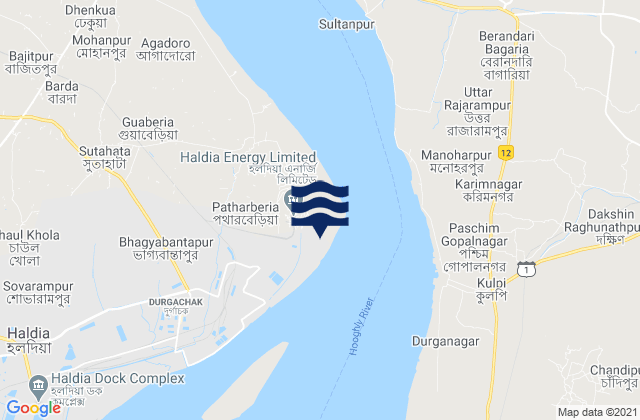 Mappa delle maree di Balari Semaphore, India
