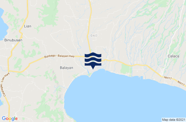 Mappa delle maree di Balayan, Philippines
