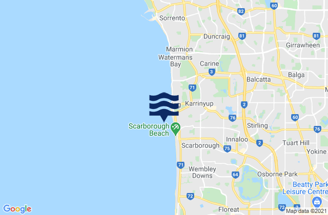 Mappa delle maree di Balcatta, Australia