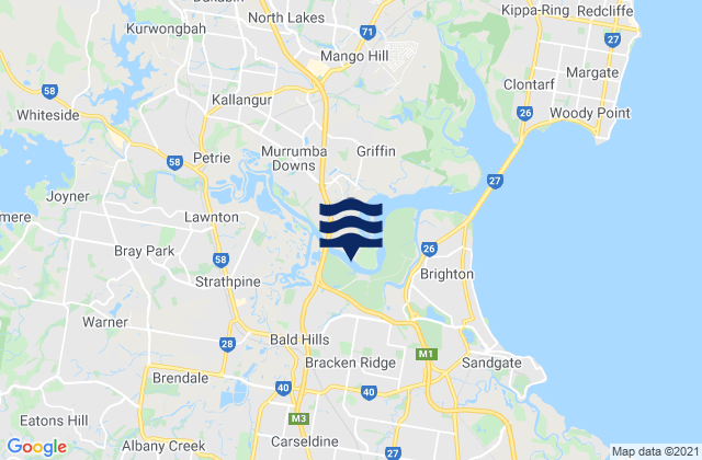 Mappa delle maree di Bald Hills, Australia