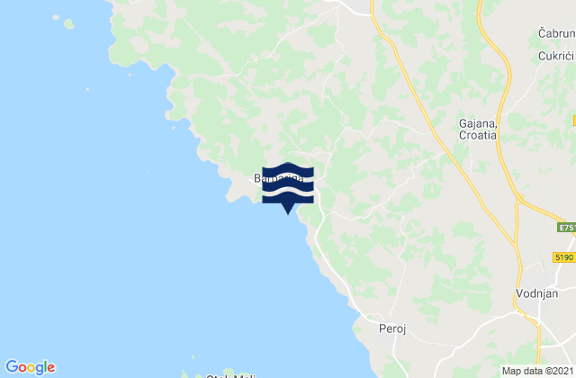 Mappa delle maree di Bale-Valle, Croatia