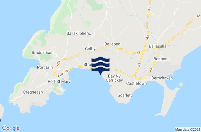 Mappa delle maree di Ballabeg, Isle of Man