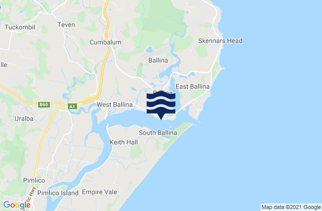 Mappa delle maree di Ballina, Australia