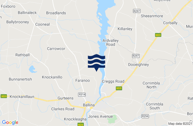 Mappa delle maree di Ballina, Ireland