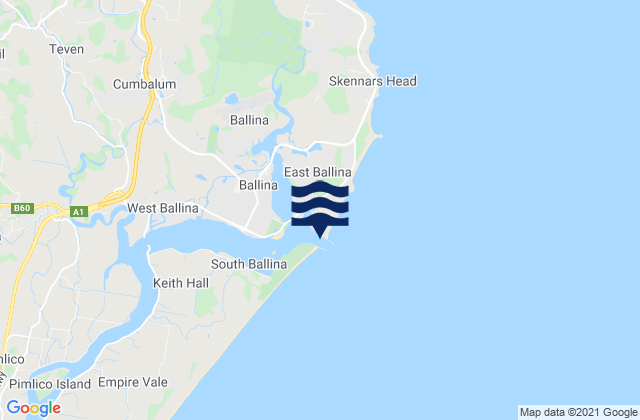 Mappa delle maree di Ballina North Wall, Australia