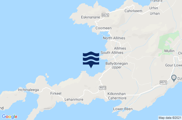 Mappa delle maree di Ballydonegan Bay, Ireland