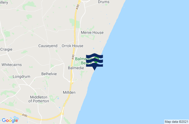 Mappa delle maree di Balmedie Country Park Beach, United Kingdom