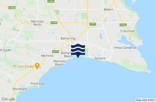 Mappa delle maree di Balnarring, Australia