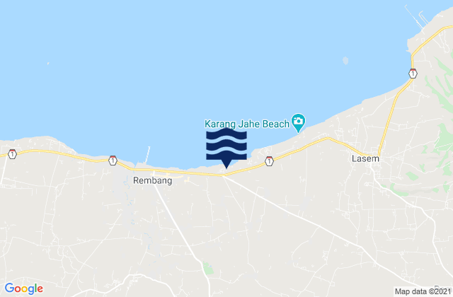 Mappa delle maree di Balong Kulon, Indonesia