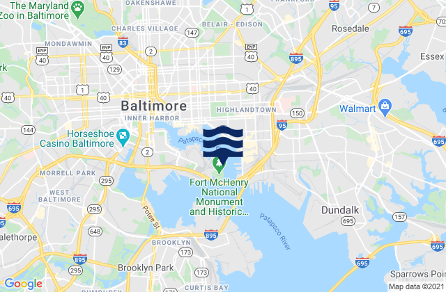Mappa delle maree di Baltimore Fort Mchenry, United States