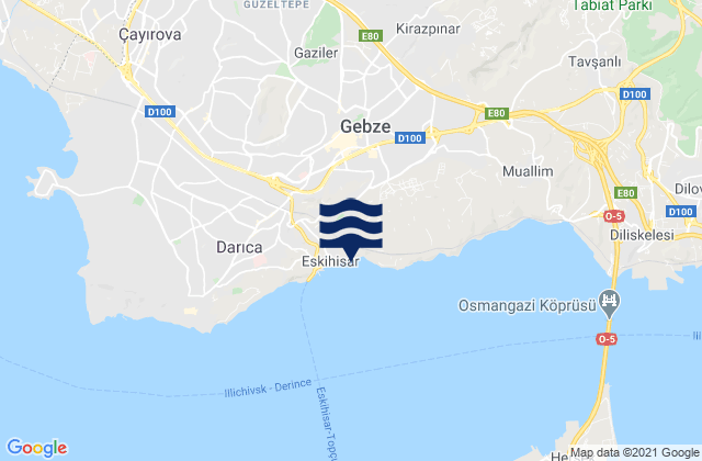 Mappa delle maree di Balçık, Turkey