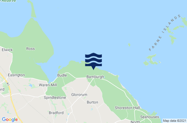 Mappa delle maree di Bamburgh, United Kingdom