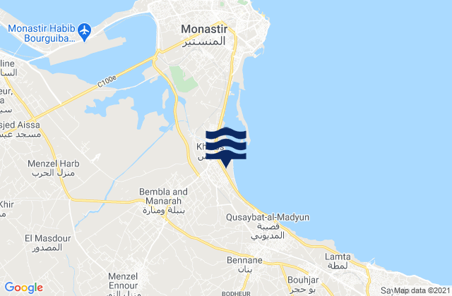 Mappa delle maree di Banbalah, Tunisia