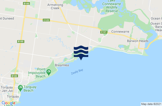 Mappa delle maree di Bancoora Beach, Australia