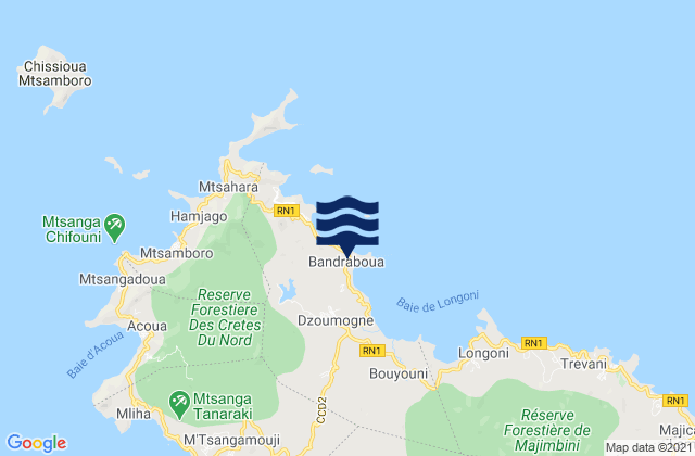 Mappa delle maree di Bandraboua, Mayotte