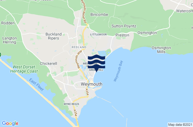 Mappa delle maree di Bandstand Beach, United Kingdom