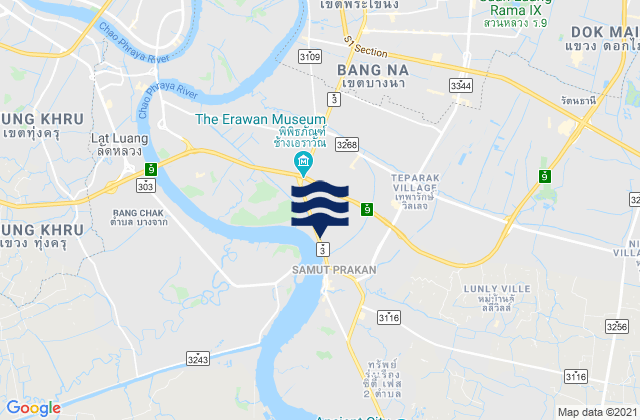 Mappa delle maree di Bang Na, Thailand