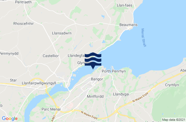 Mappa delle maree di Bangor, United Kingdom