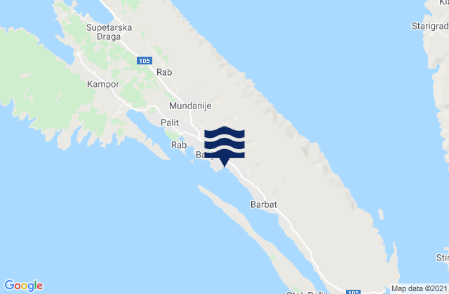 Mappa delle maree di Banjol, Croatia