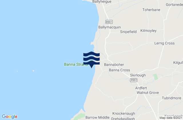 Mappa delle maree di Banna Strand, Ireland
