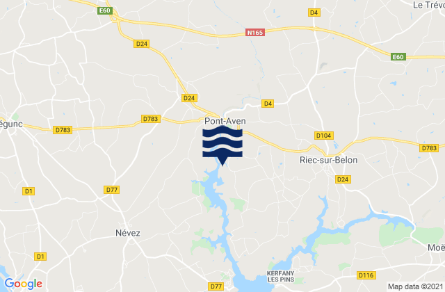 Mappa delle maree di Bannalec, France