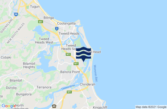 Mappa delle maree di Banora Point, Australia
