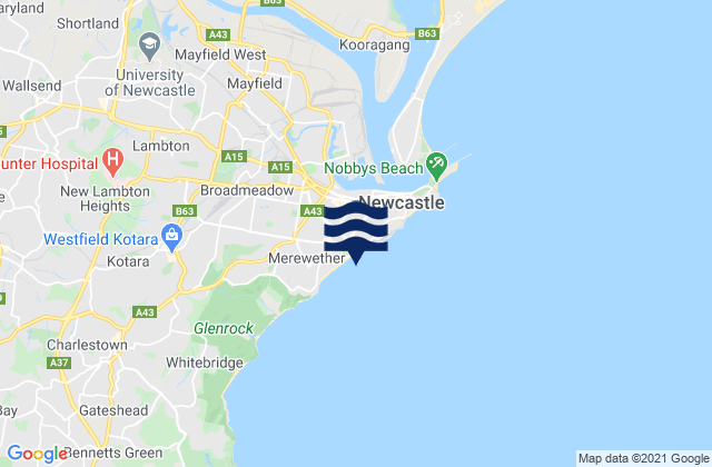 Mappa delle maree di Bar Beach (Dixon Park), Australia