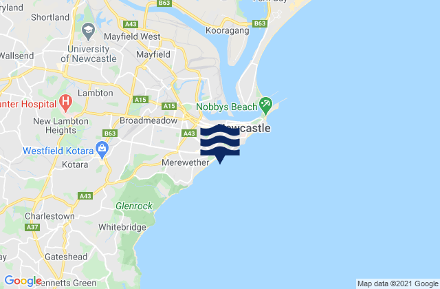 Mappa delle maree di Bar Beach, Australia