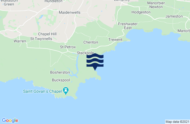 Mappa delle maree di Barafundle Bay Beach, United Kingdom