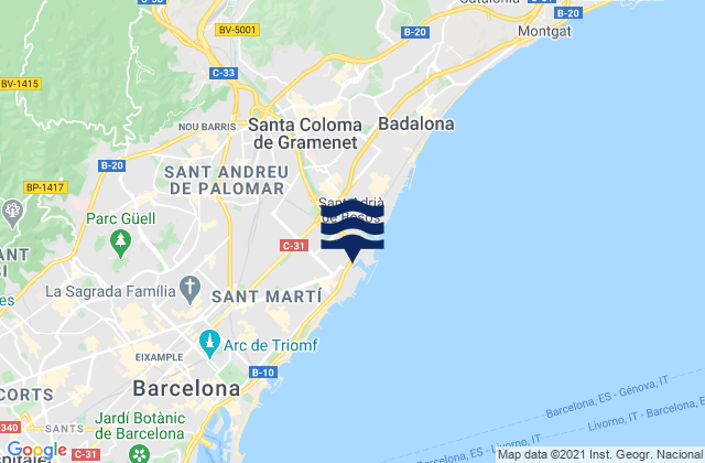 Mappa delle maree di Barberà del Vallès, Spain