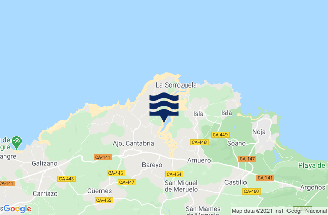 Mappa delle maree di Bareyo, Spain